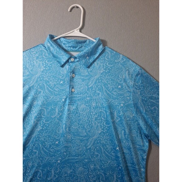 Maelreg Golf Polo Men Stretch Performance AOP Marine Life Whales Seahorse Turtle - Picture 2 of 8